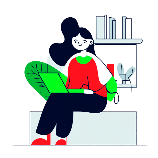 иллюстрация девушка с компьютером